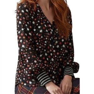 Cabi Floral Blouse Black Red Size S
